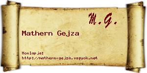 Mathern Gejza névjegykártya